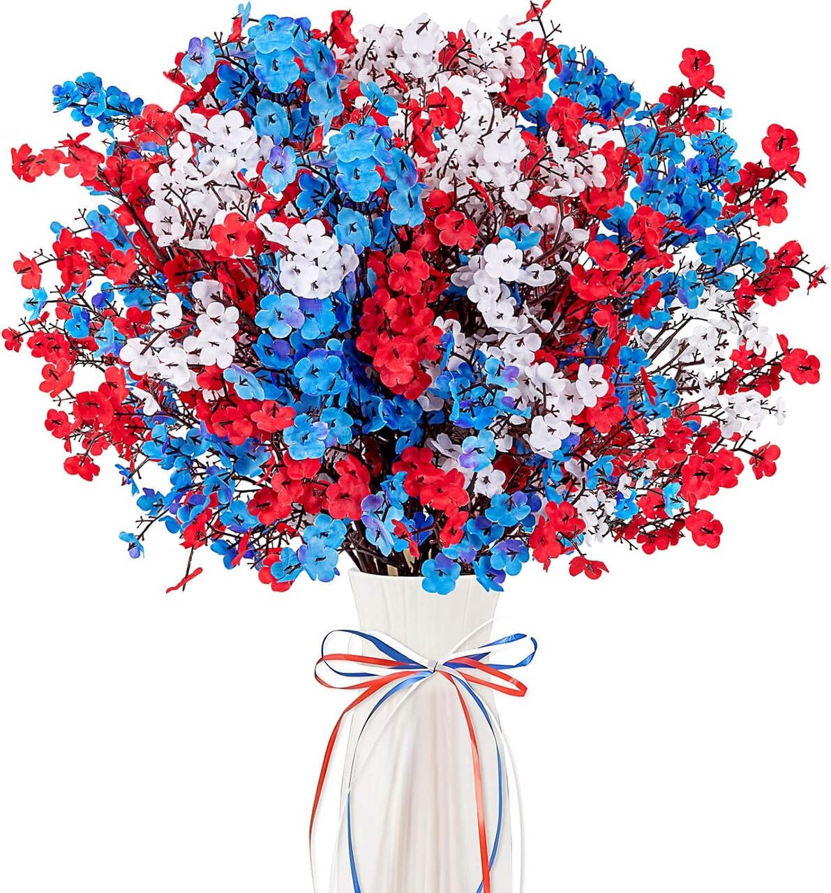 27PCS 4th/Fourth of July Decorations Artificial Flowers Red White Blue Patriotic Picks Berry Stems Independent Day Decor for Home Vase Table Centerpieces